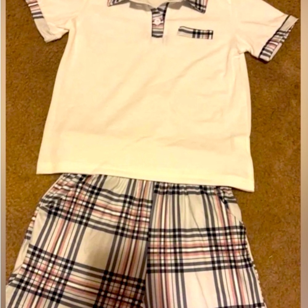 Stylish White Top with Plaid Details and Shorts